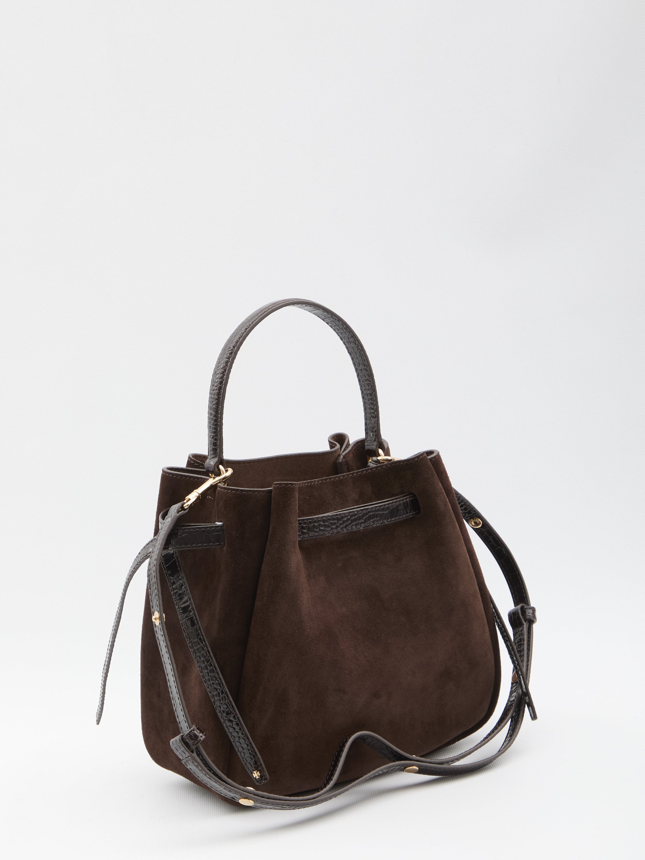 TORY BURCH Suede Bucket Handbag 22X21.5 cm