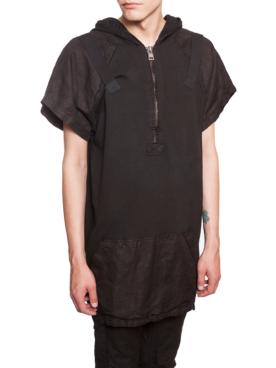 ANDREA YA'AQOV Men's Cotton Sweatshirt with Zip and Linen Insert - Size M