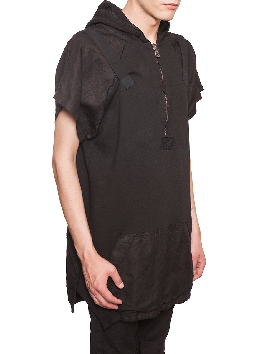 ANDREA YA'AQOV Men's Cotton Sweatshirt with Zip and Linen Insert - Size M