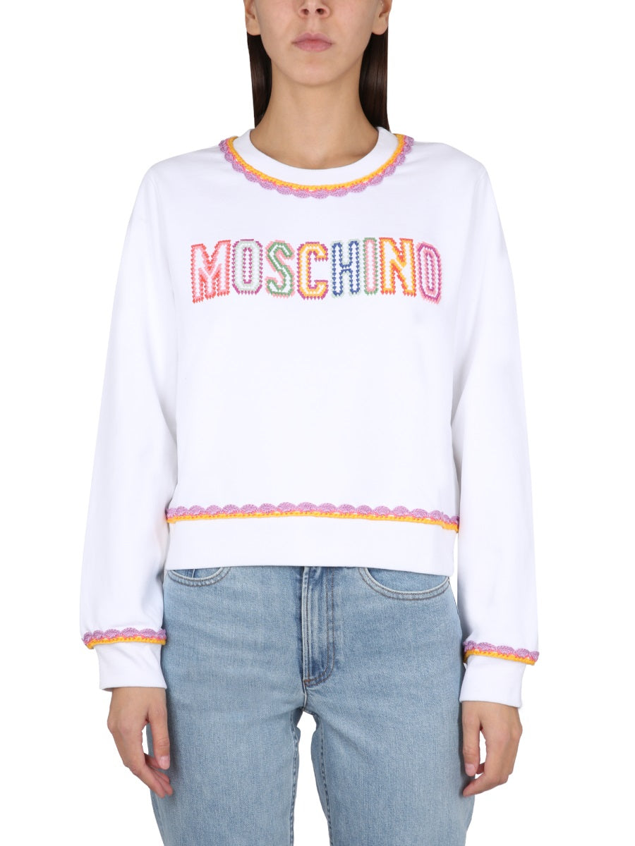 MOSCHINO COUTURE Embellished Crewneck Sweatshirt
