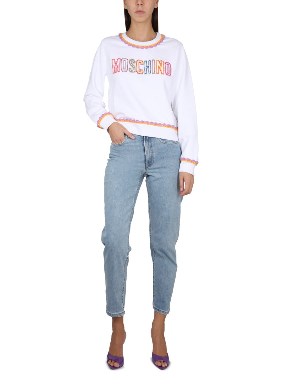 MOSCHINO COUTURE Embellished Crewneck Sweatshirt