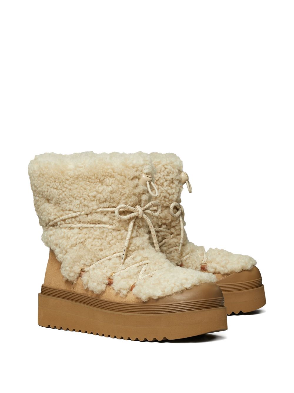 TORY BURCH Mellow Shearling Lace-Up Platform Boots
