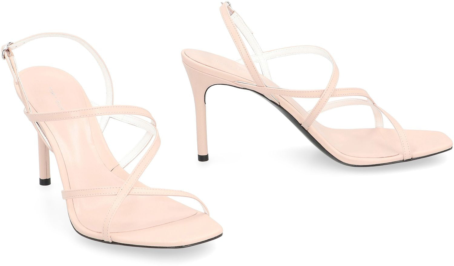 TORY BURCH Adjustable Leather Sandals with Square Toe