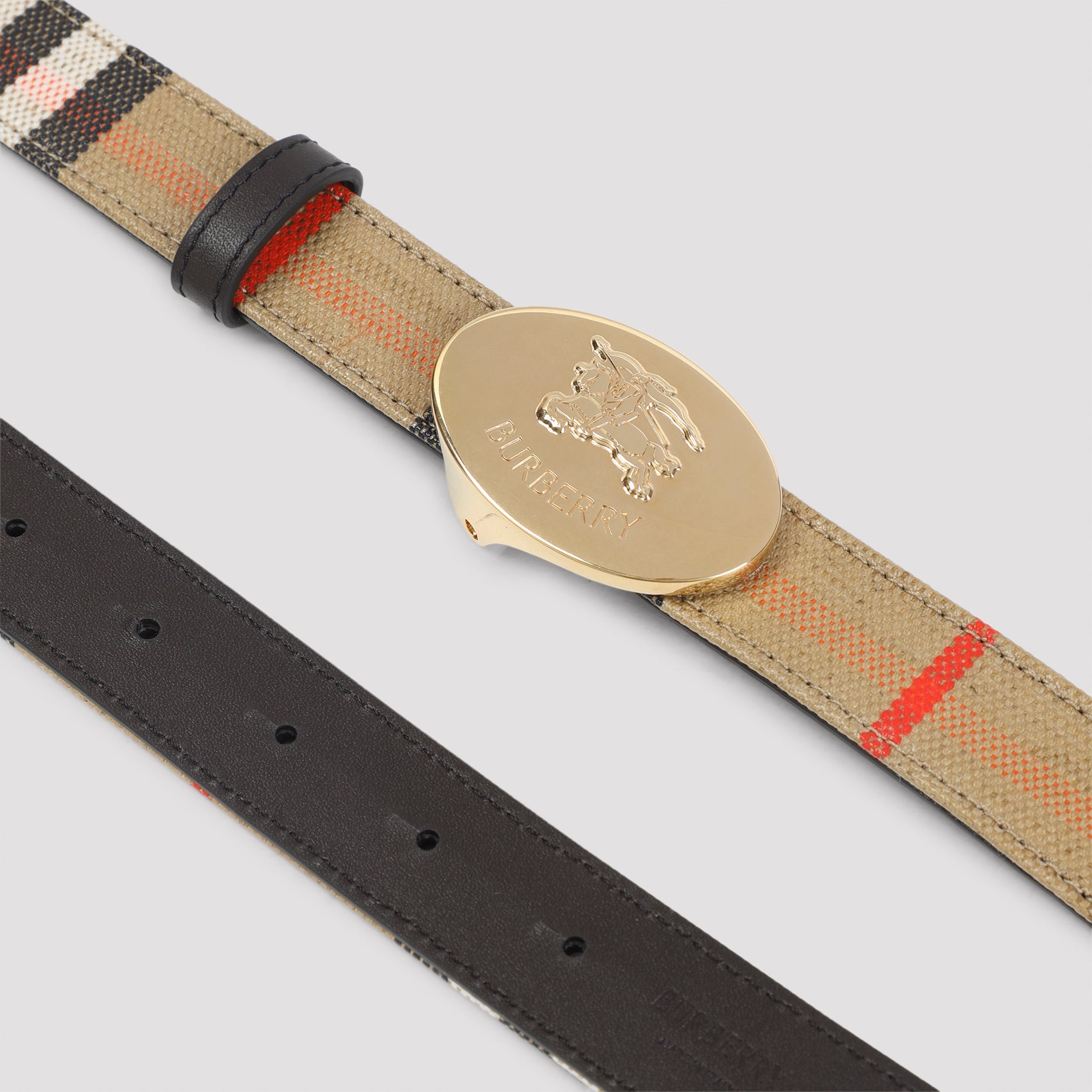 BURBERRY Knight Stamp Leather Belt - 2.5cm Width