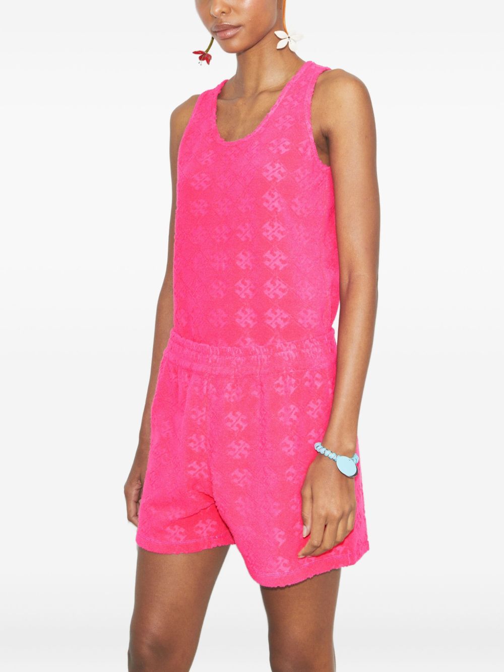 TORY BURCH Tank Top with Scoop Neck and Monogram Pattern