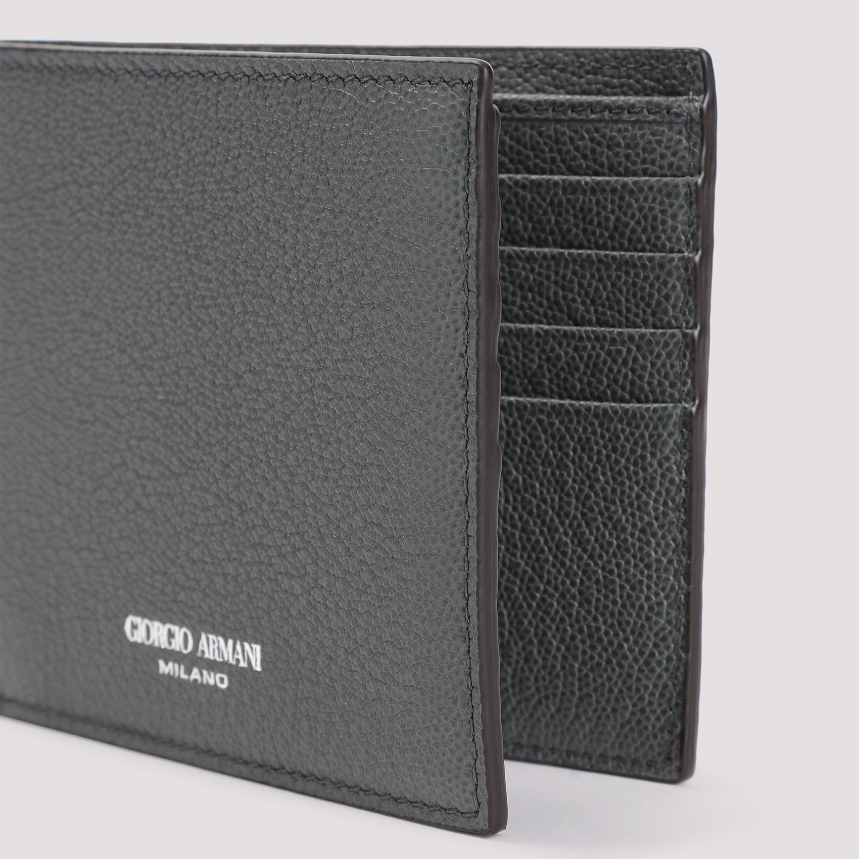 GIORGIO ARMANI Men's Mini Bi-Fold Leather Wallet