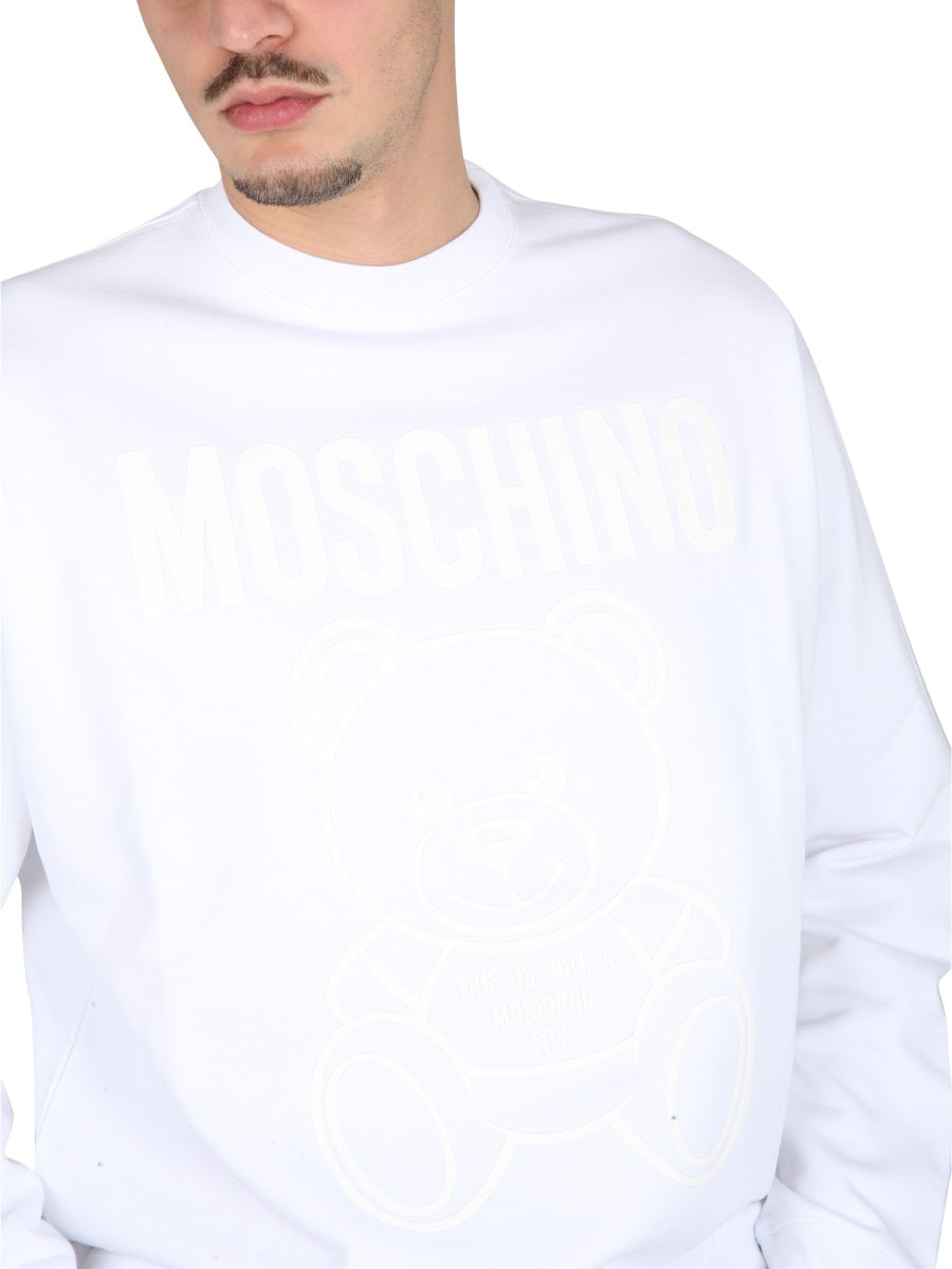 MOSCHINO COUTURE Teddy Sweatshirt with Crossneck Design for Men