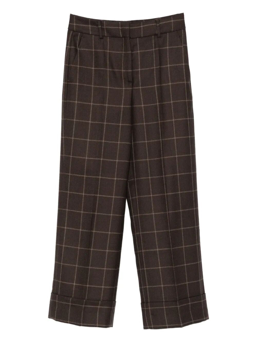 INCOTEX Check-Print Wool Trousers for Women