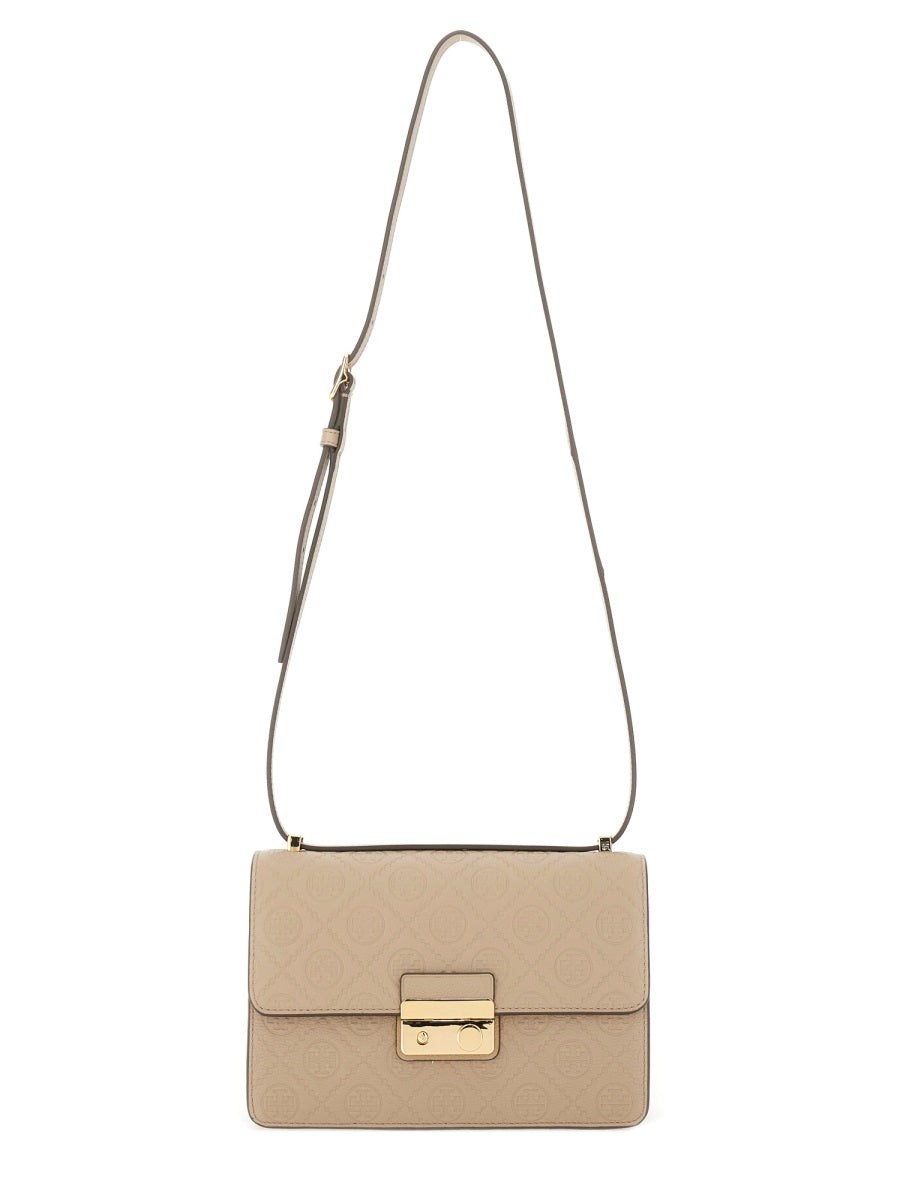 TORY BURCH Monogram Leather Shoulder Handbag - 23 CM Width