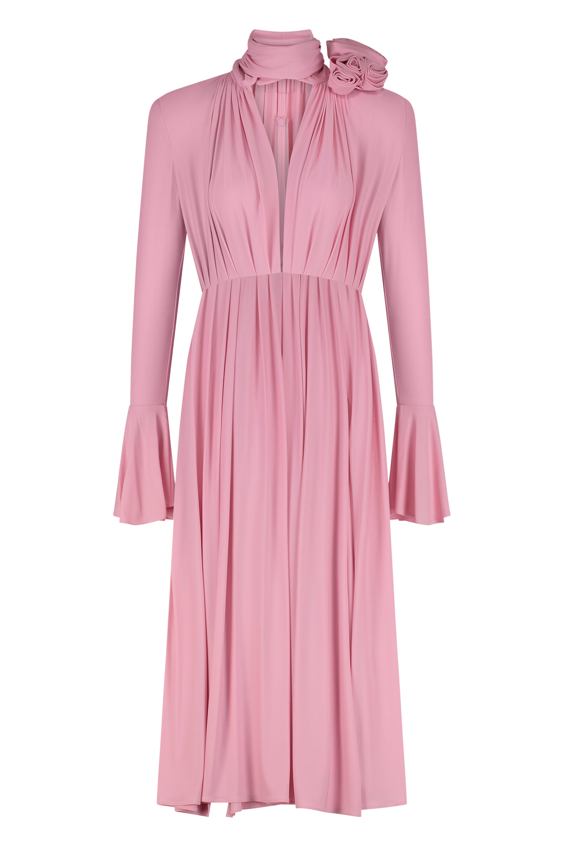 MAGDA BUTRYM Pussy-Bow Mini Dress with Padded Shoulders