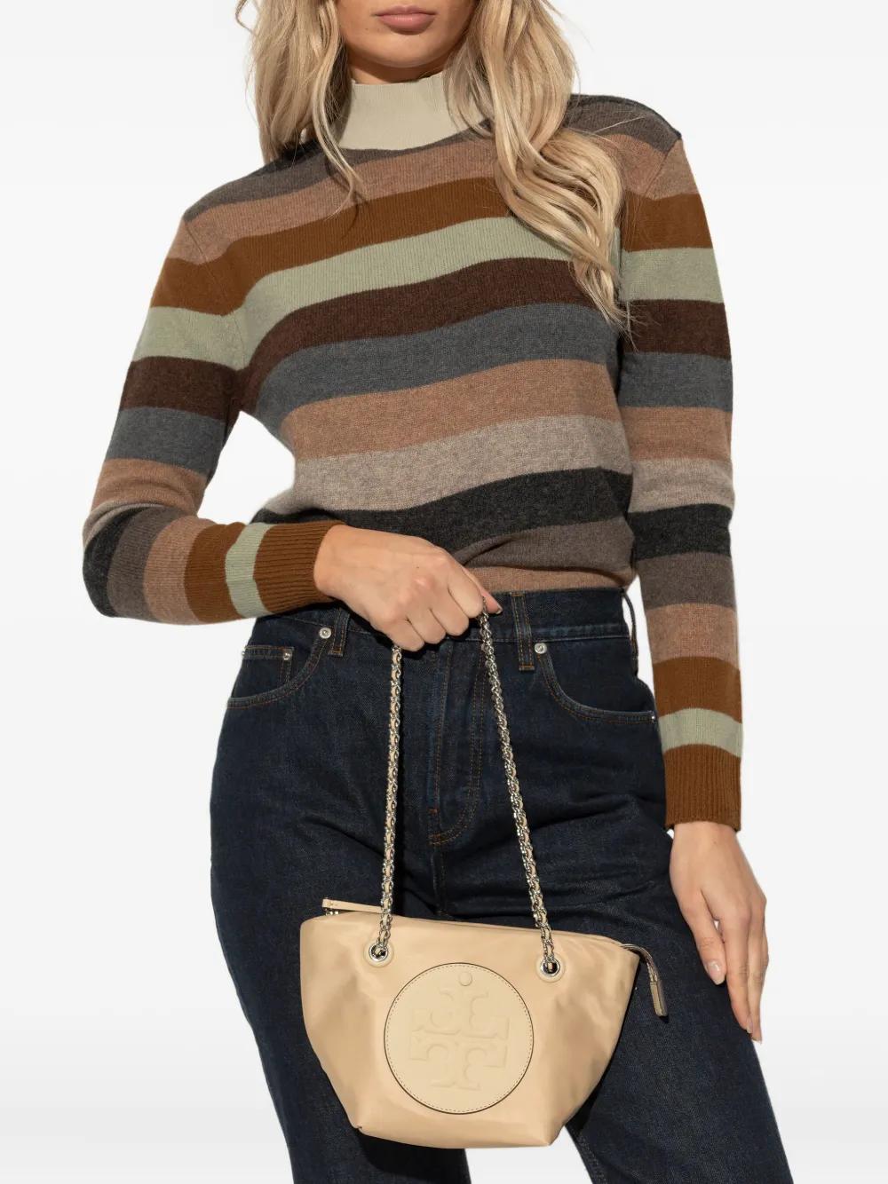 TORY BURCH Chain Tote Handbag with Logo Patch