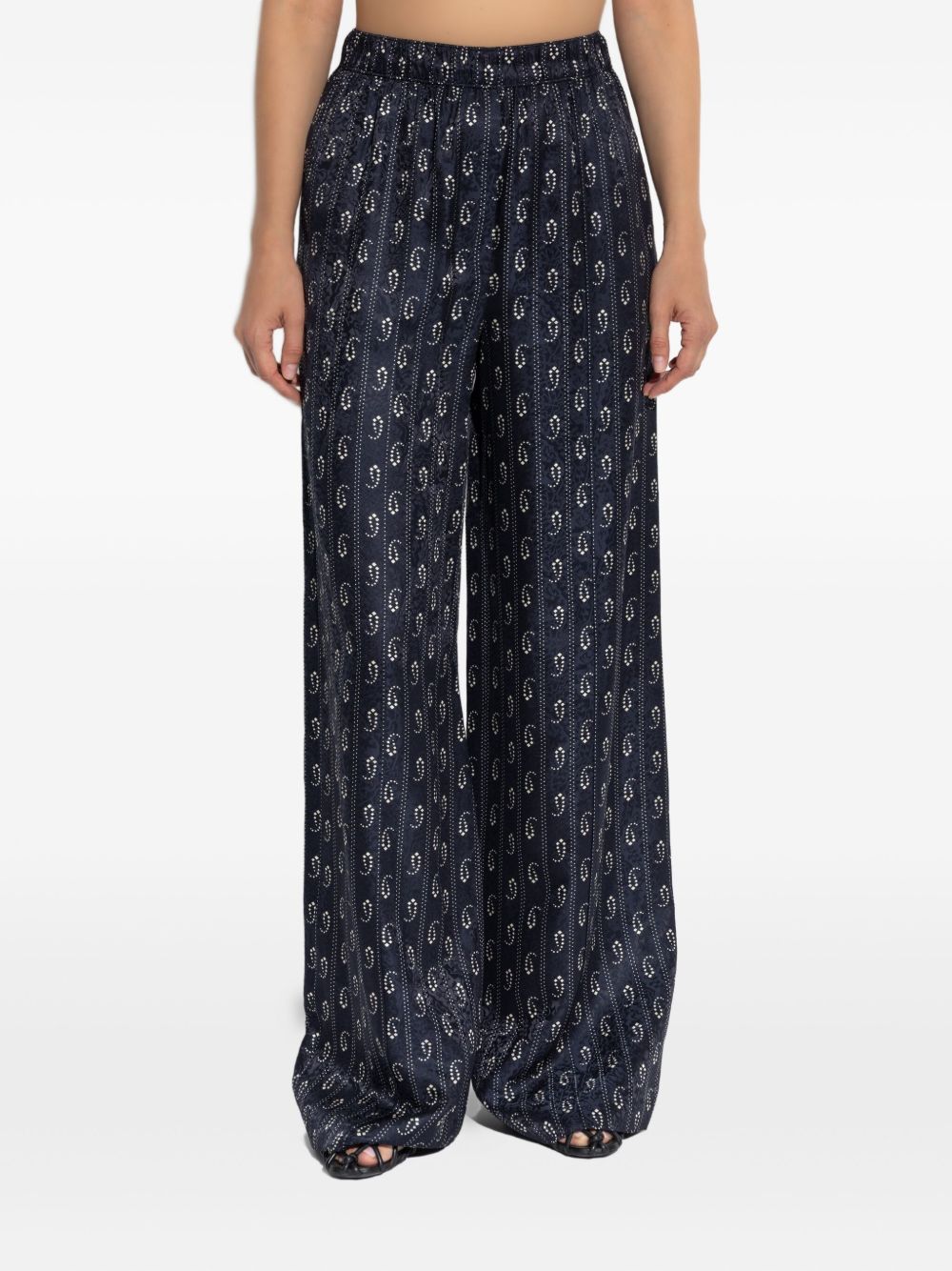 TORY BURCH Jacquard Silk Trousers with Paisley Print
