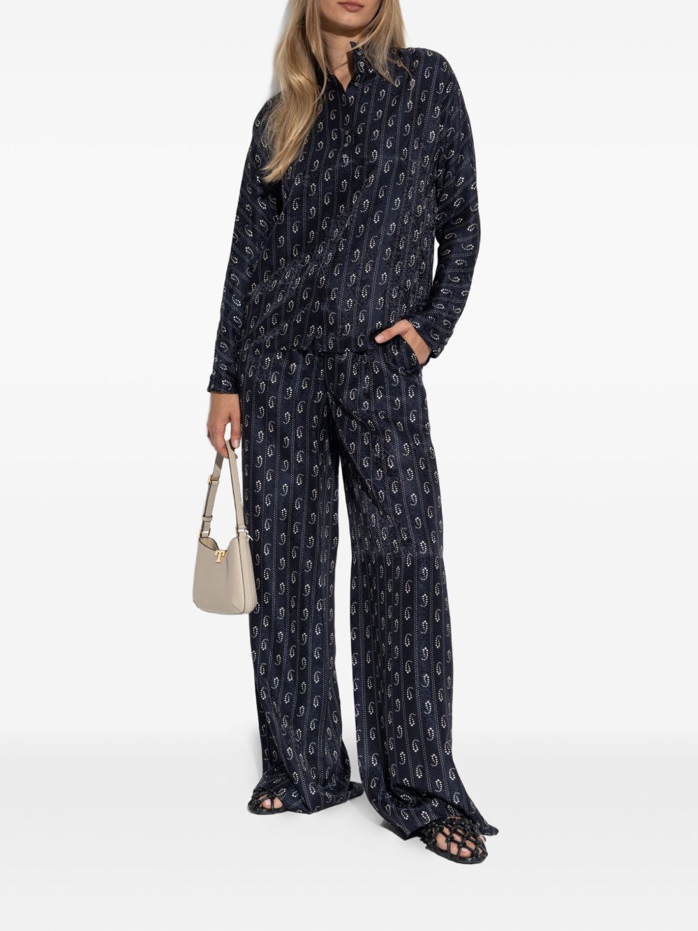 TORY BURCH Jacquard Silk Trousers with Paisley Print