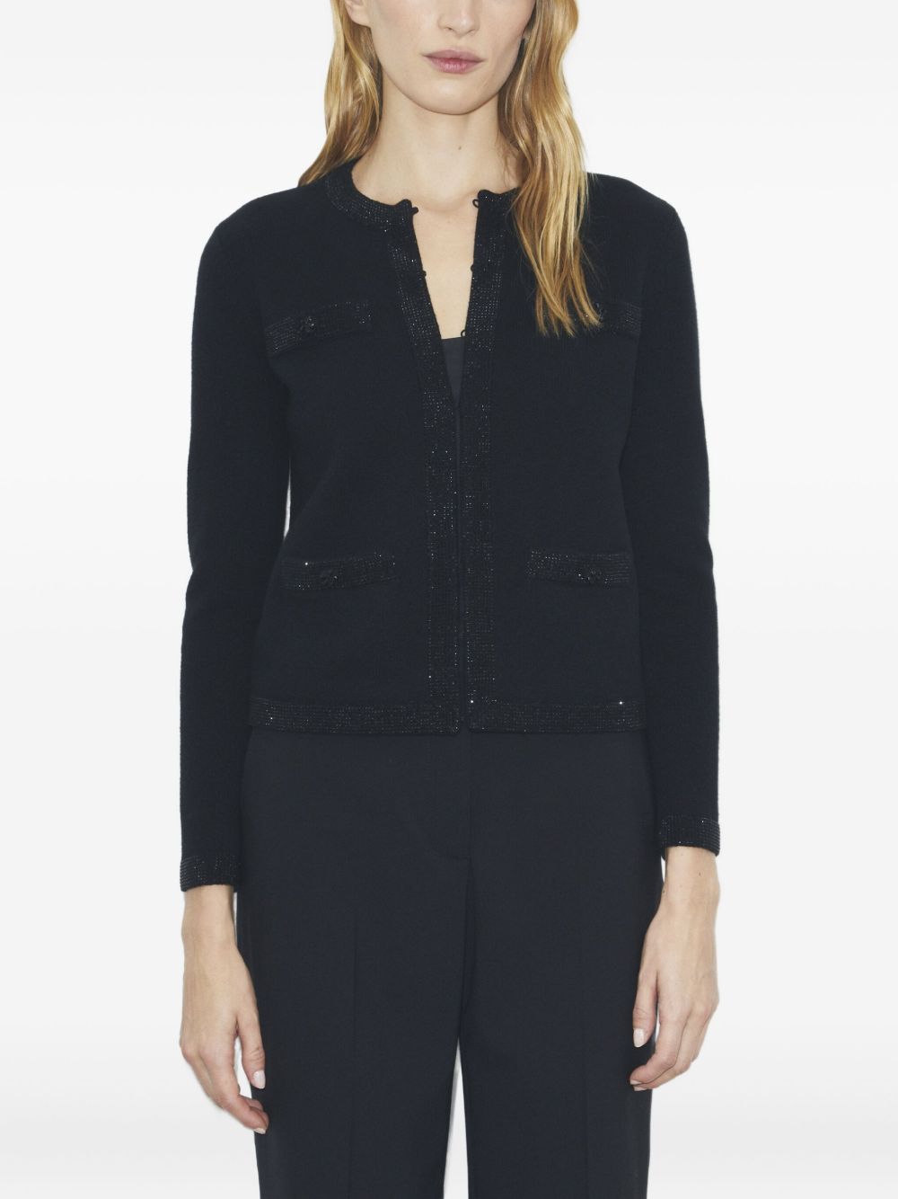 TORY BURCH Chic Wool Cardigan with Embellished Trim - SS26