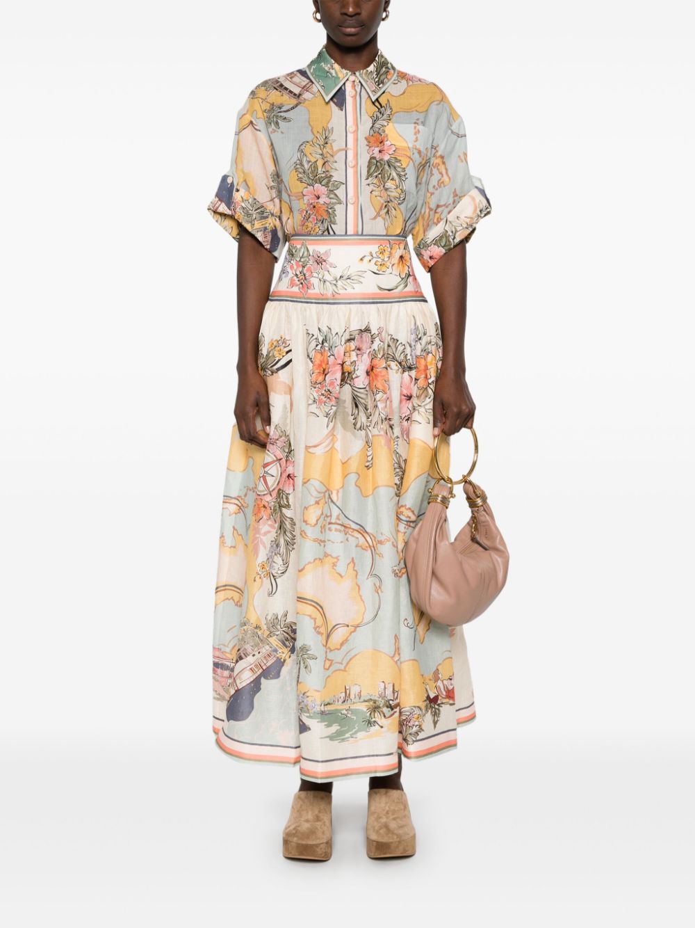 ZIMMERMANN Floral Printed Short Sleeved Shirt - Size 0P to 4