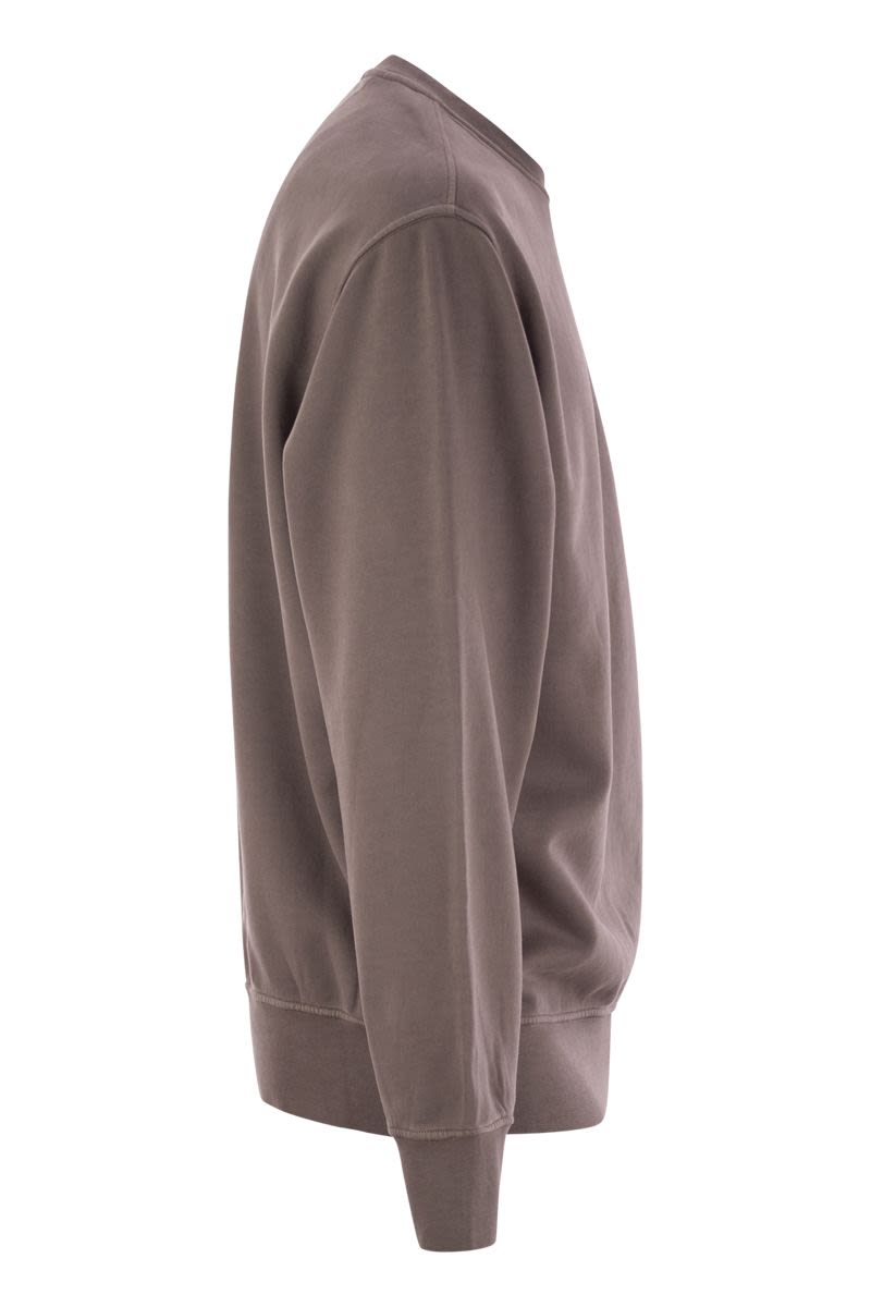 C.P.COMPANY Fleece Crew-Neck Sweatshirt with Diagonal Lenses