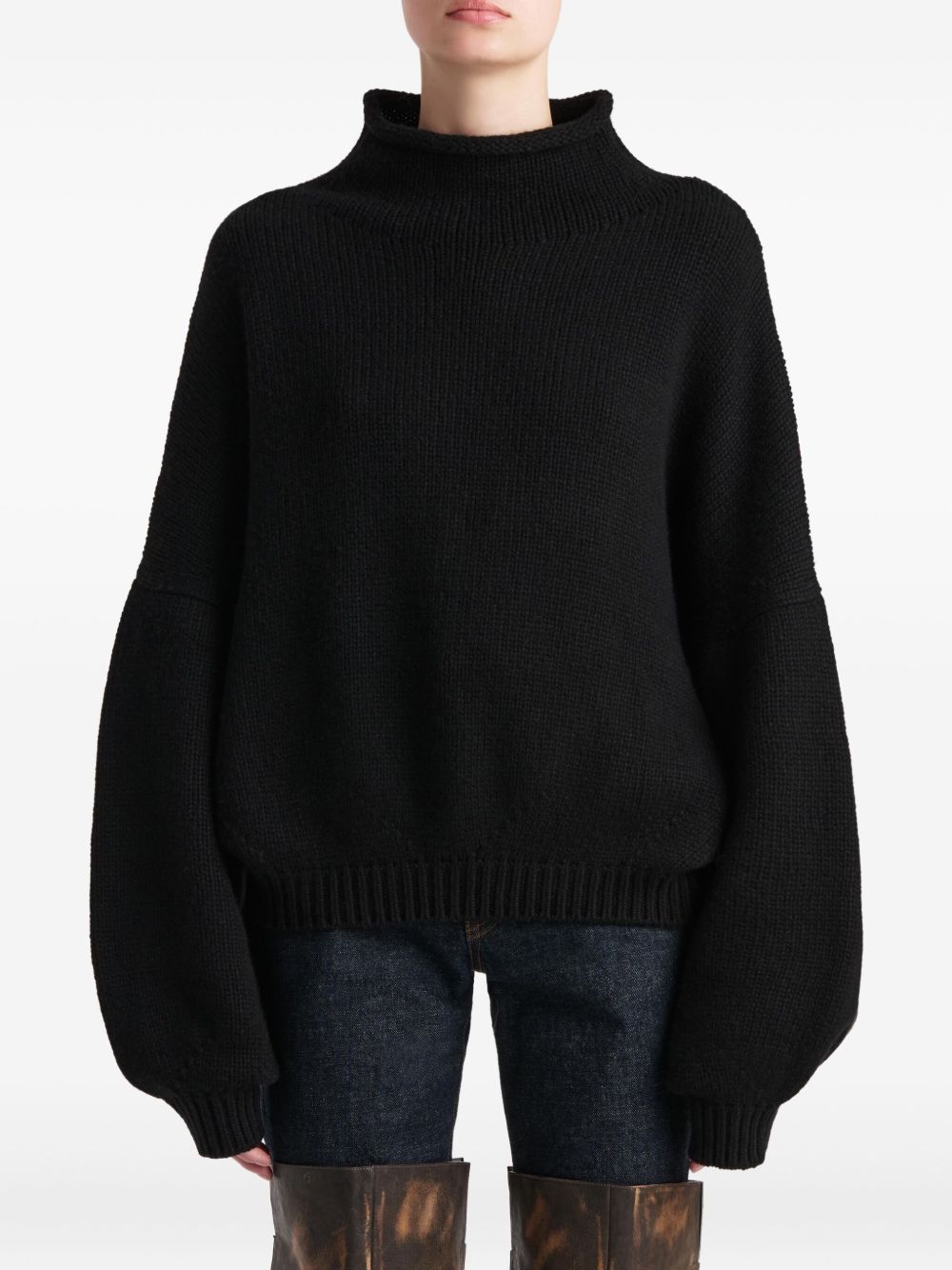 KHAITE Oversized Cashmere Funnel Neck Jumper