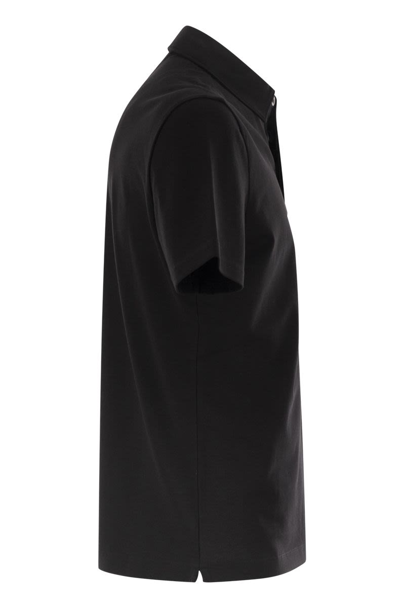 C.P.COMPANY Men's Stretch Cotton Piqué Polo Shirt with Covered Button Placket