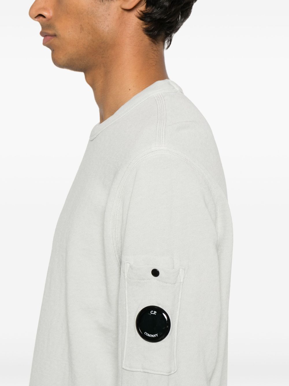 C.P.COMPANY Cotton Crewneck Sweatshirt with Sleeve Patch Pocket for Men