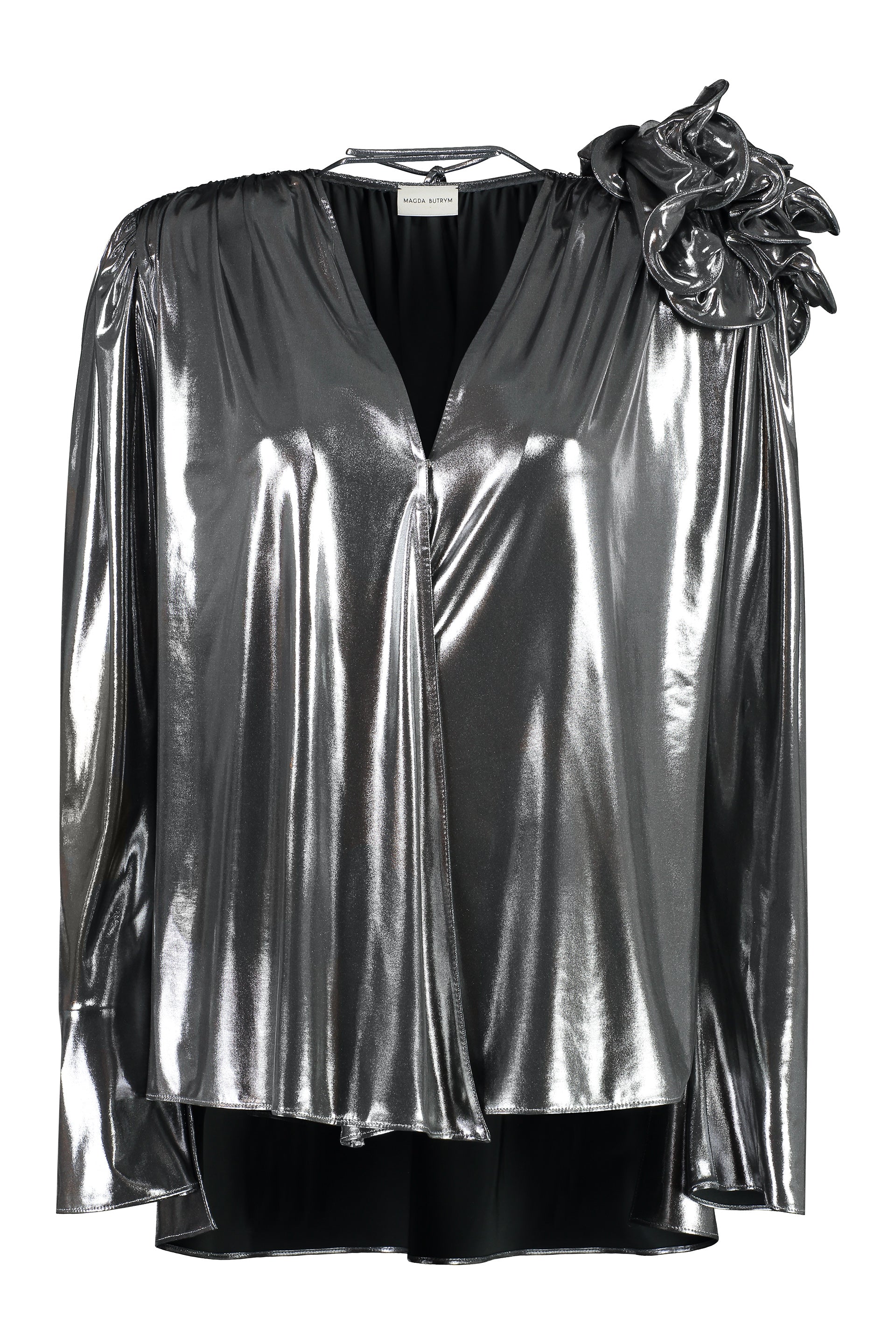 MAGDA BUTRYM Ruffled Blouse with Padded Shoulders
