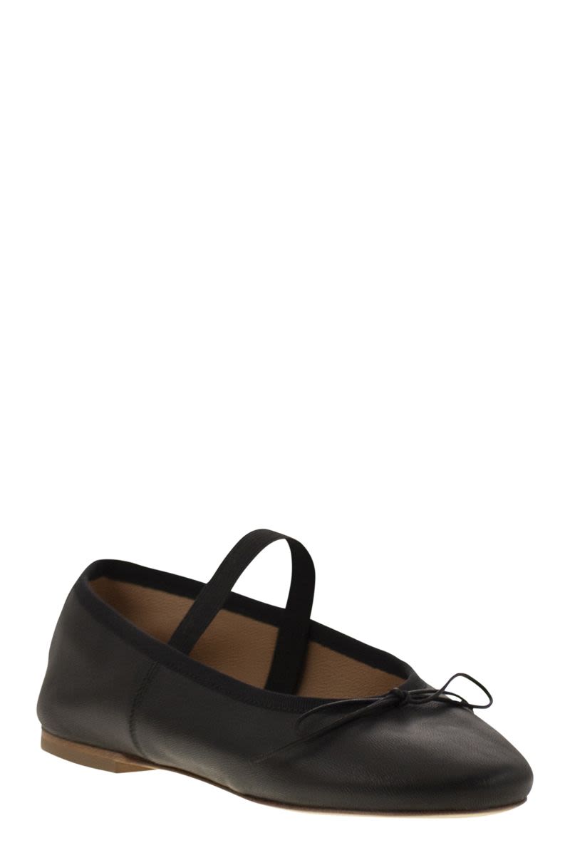 ANNIEL Iconic Leather Ballerina Flats with Elastic Band