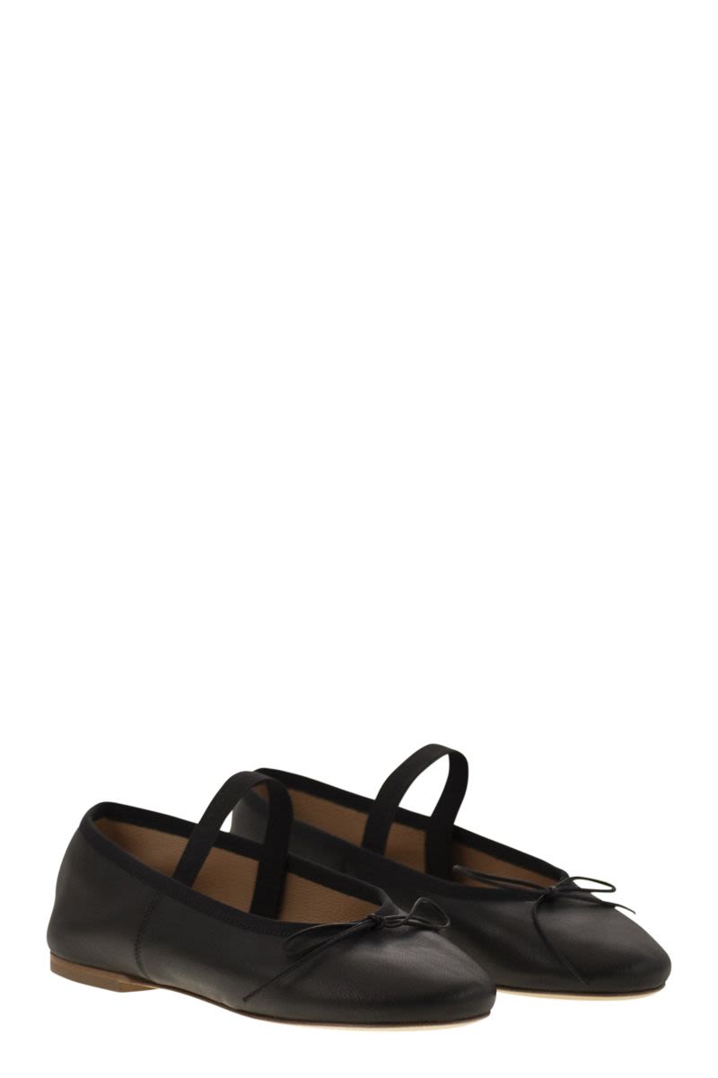 ANNIEL Iconic Leather Ballerina Flats with Elastic Band