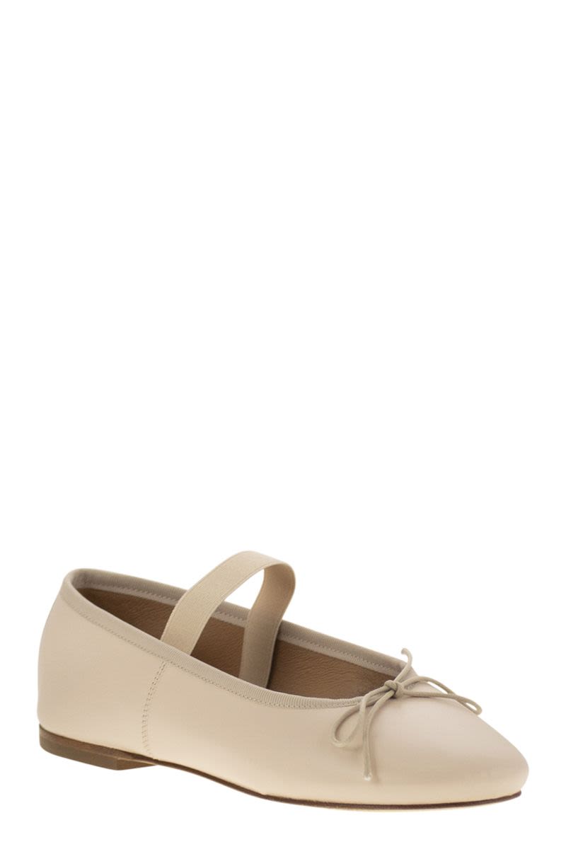 ANNIEL Iconic Leather Ballerina Flats with Elastic Band