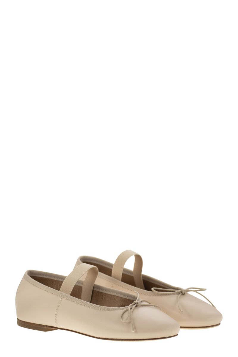 ANNIEL Iconic Leather Ballerina Flats with Elastic Band