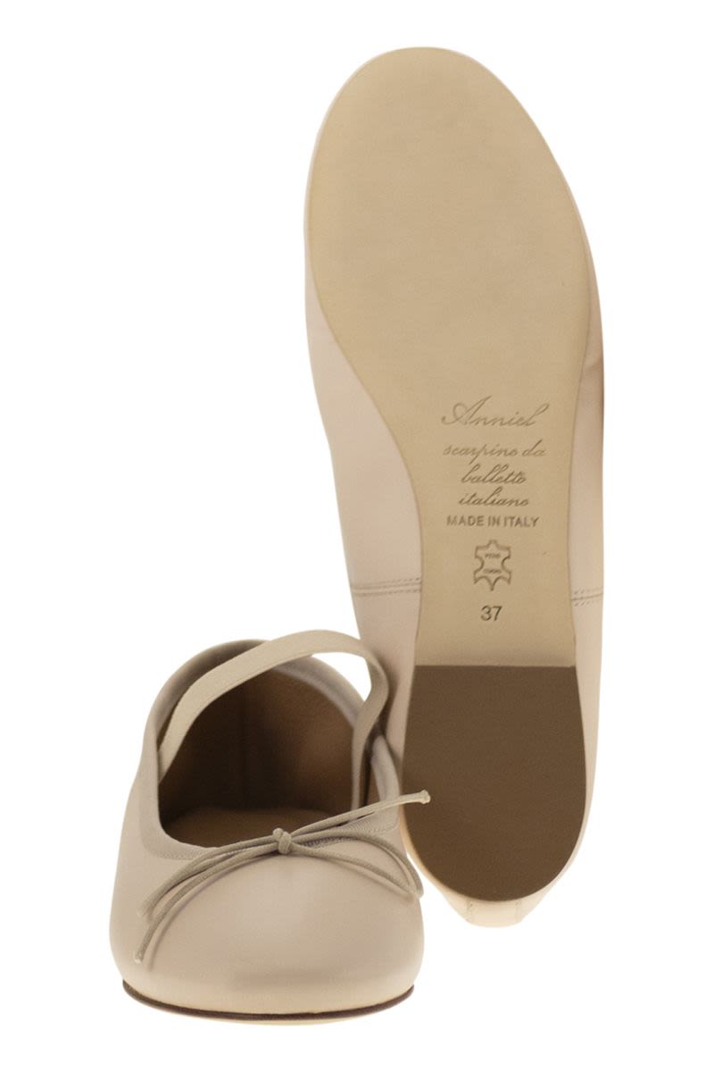 ANNIEL Iconic Leather Ballerina Flats with Elastic Band