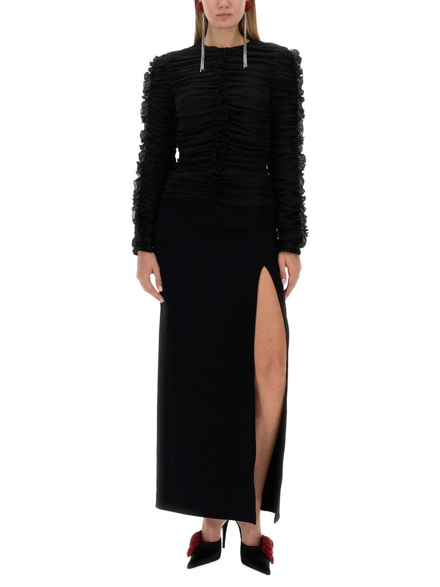 MAGDA BUTRYM Skinny Fit Mini Ruched Top - Size 38 FR