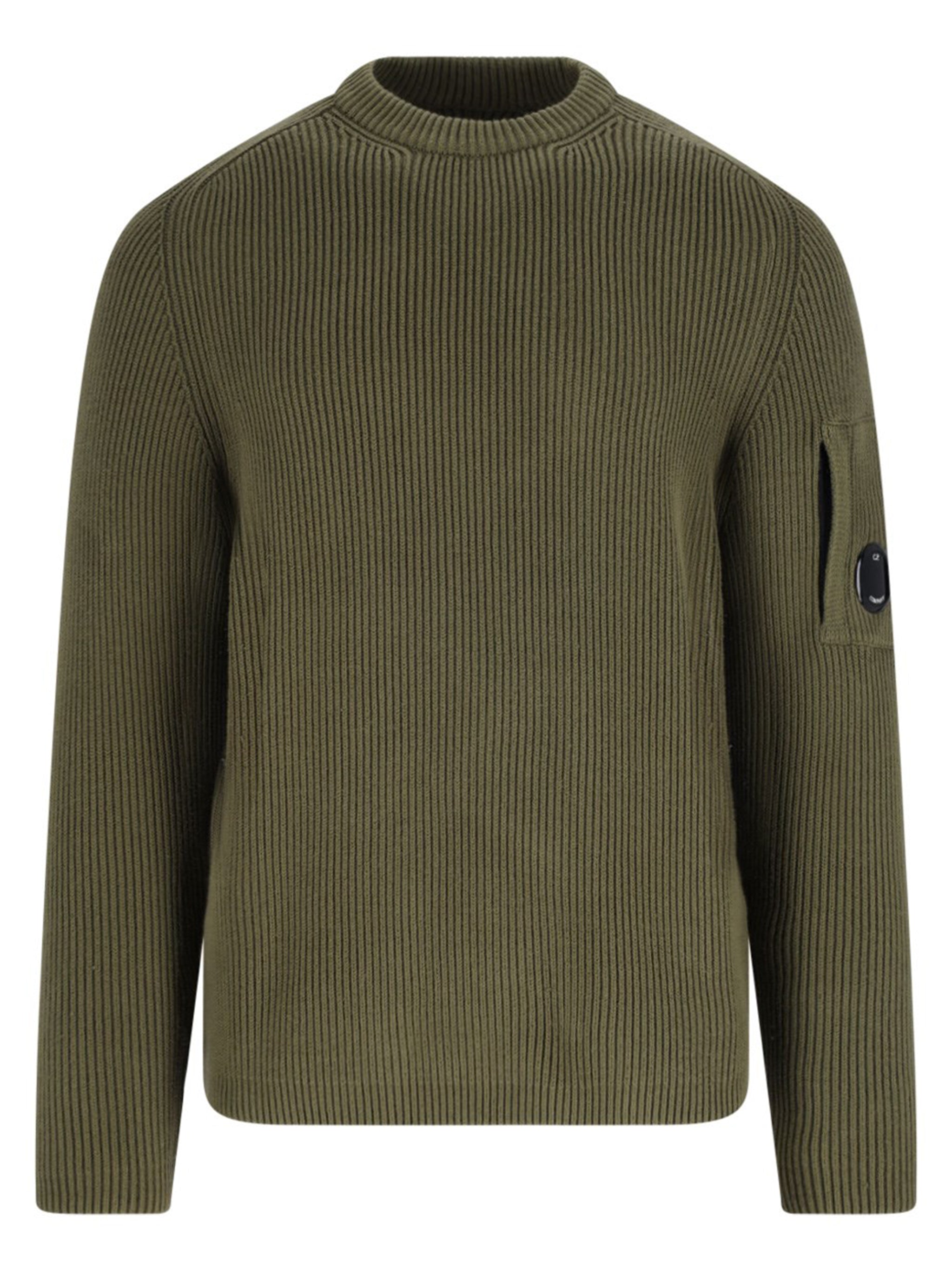 C.P.COMPANY Ribbed Crewneck Pocket Sweater - Regular Fit