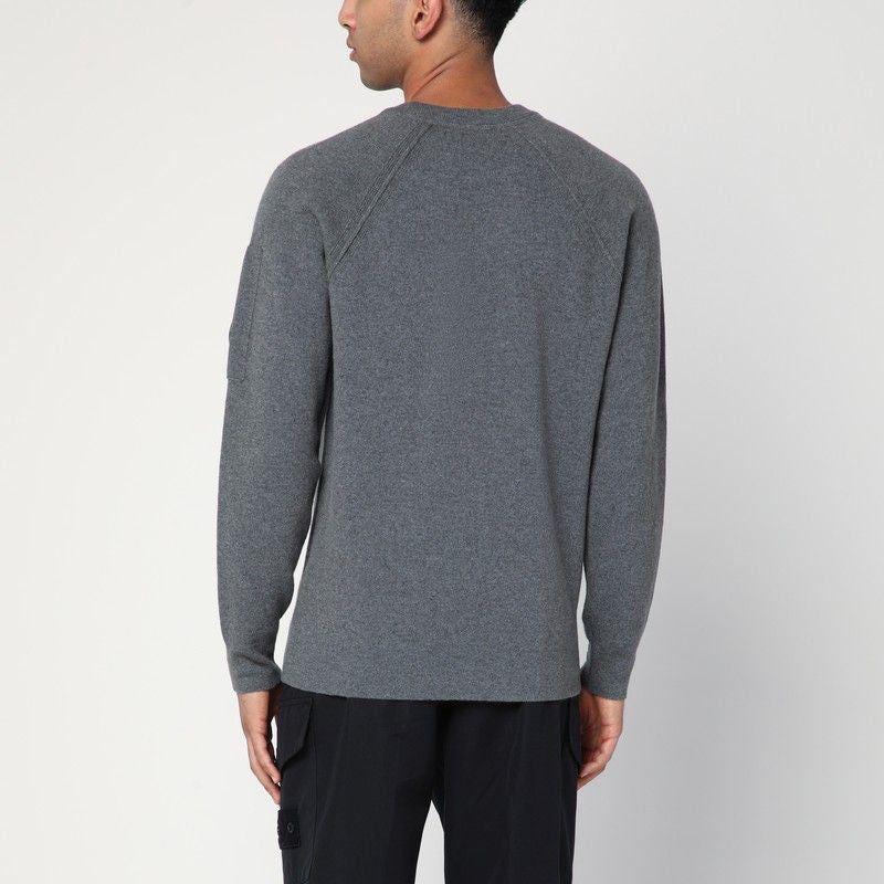 C.P.COMPANY Wool-Blend Crew Neck Sweater with Zip Pocket and Lens Detail - Size S