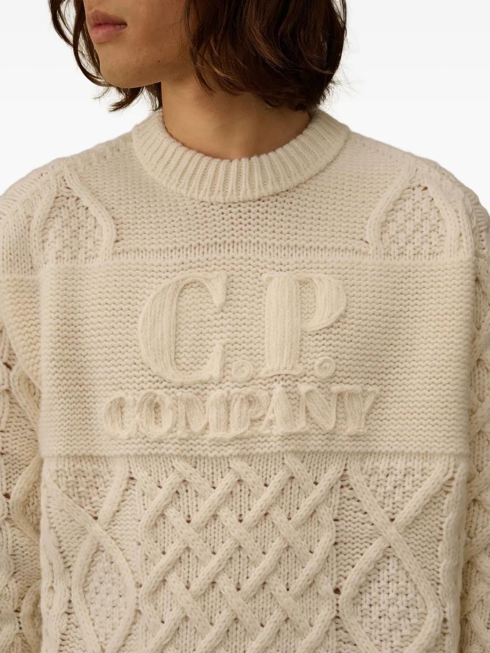 C.P.COMPANY Logo-Embroidered Cable-Knit Sweater