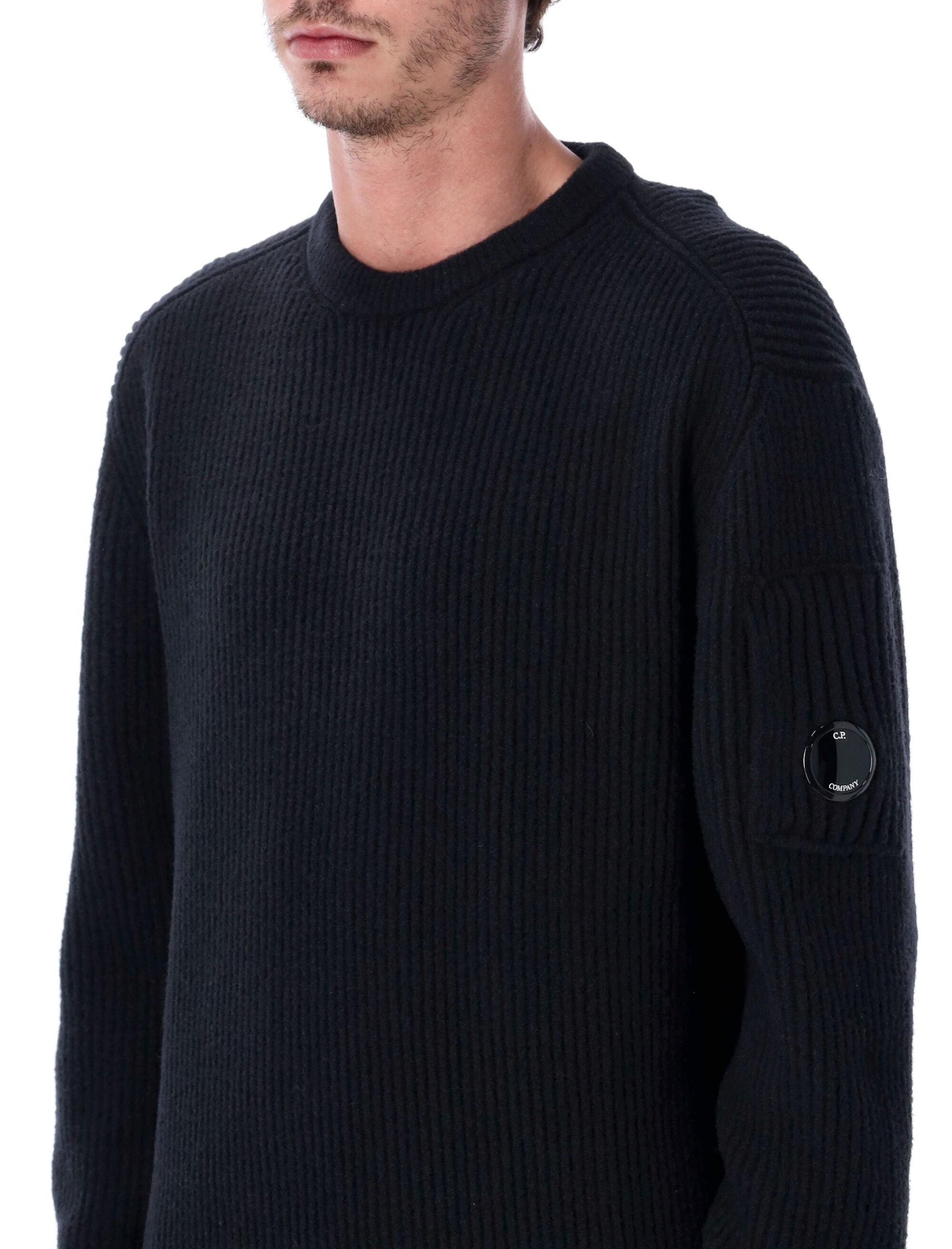 C.P.COMPANY Wool Blend Ribbed Crewneck Sweater - Size L
