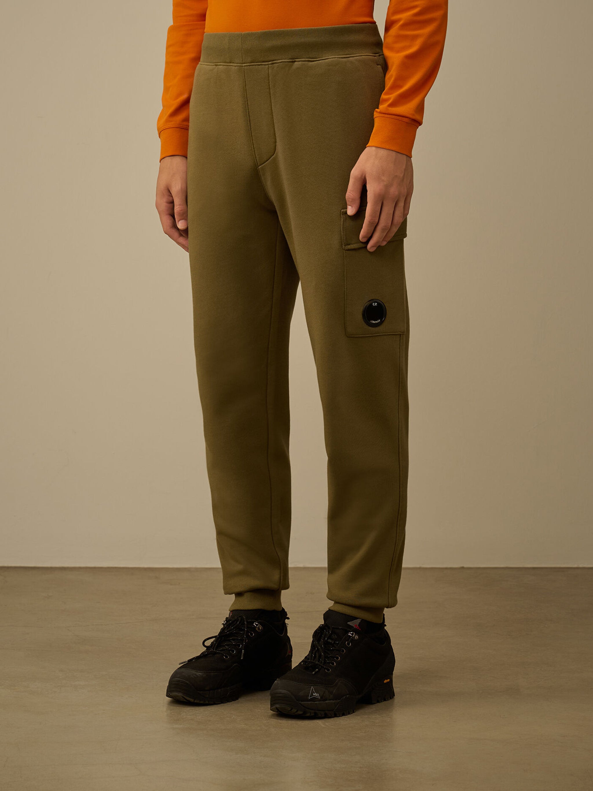 C.P.COMPANY Diagonal Raised Fleece Lens Sweatpants - Size L