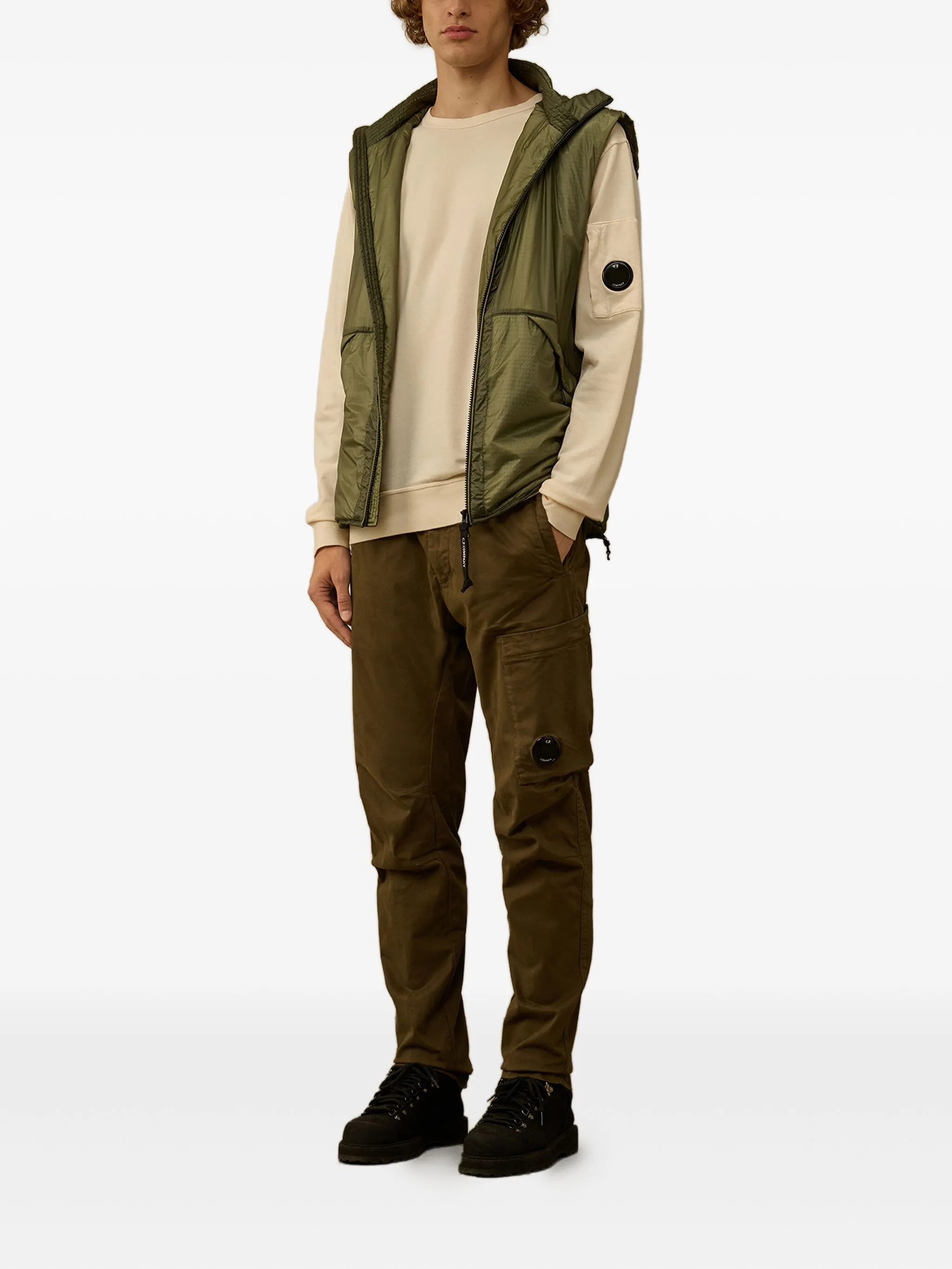 C.P.COMPANY Light Fleece Crewneck Sweatshirt with Sleeve Pocket