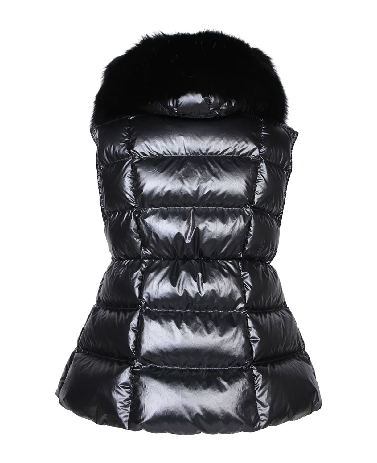 MONCLER Fitted Sleeveless Metallica Jacket with Removable Hood
