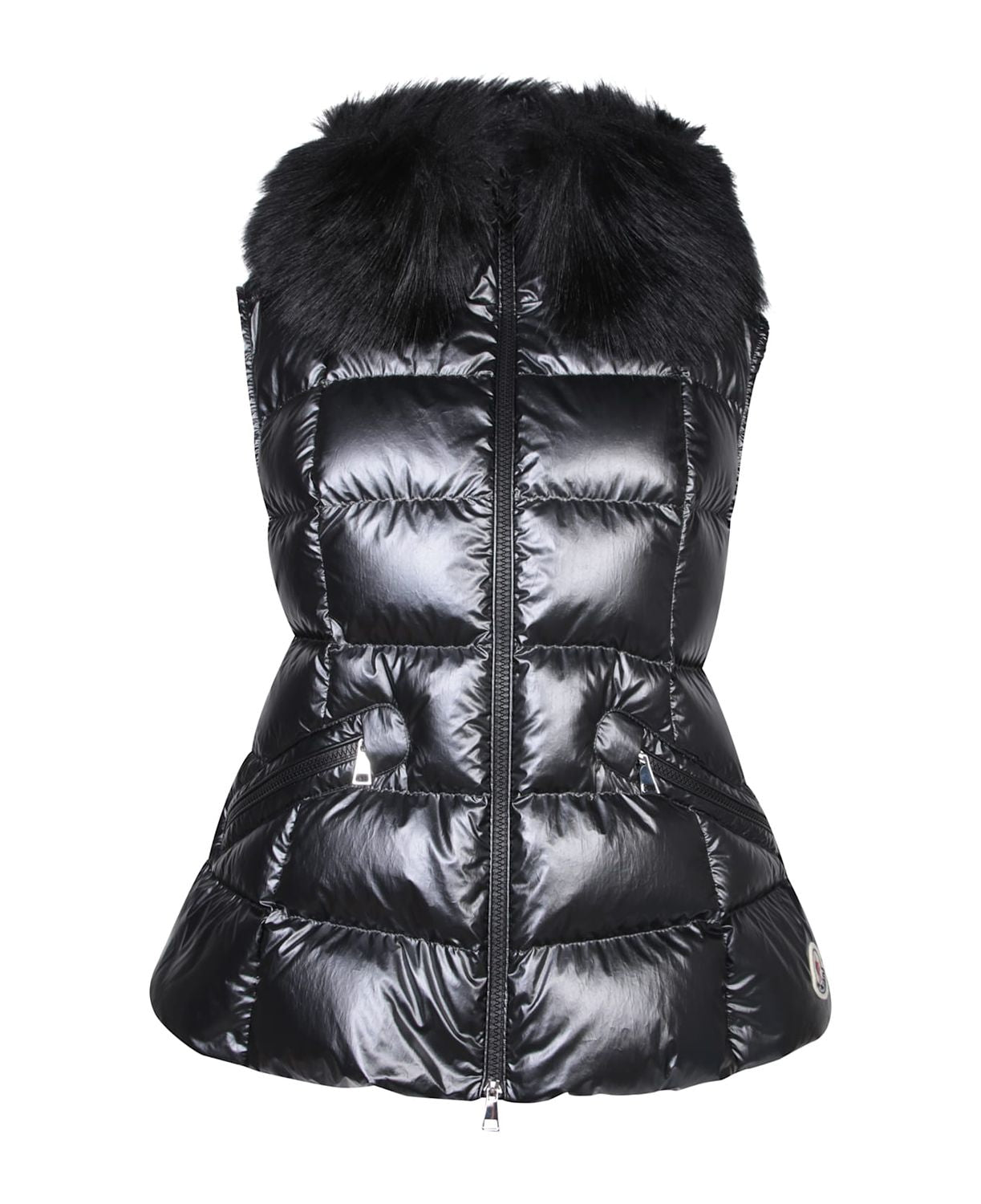 MONCLER Fitted Sleeveless Metallica Jacket with Removable Hood