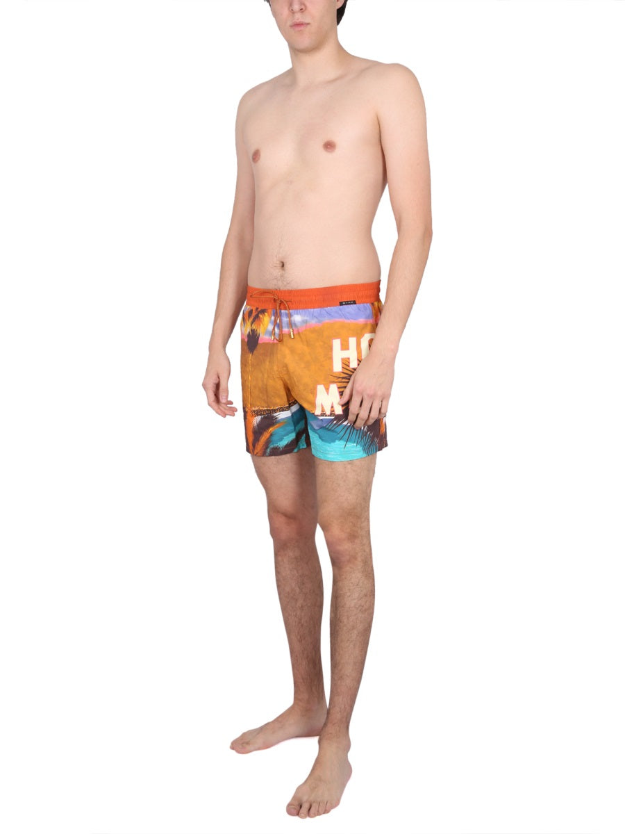 ETRO Men's Printed Boxer Swimwear with Elastic Waistband