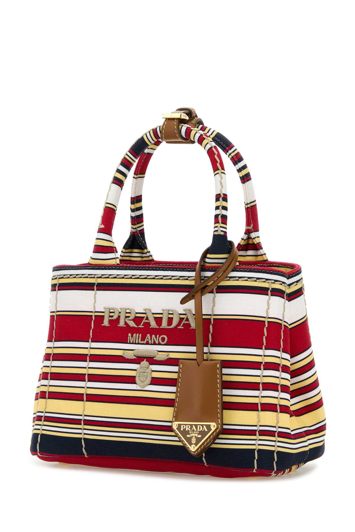 PRADA Stripped Embroidered Mini Handbag