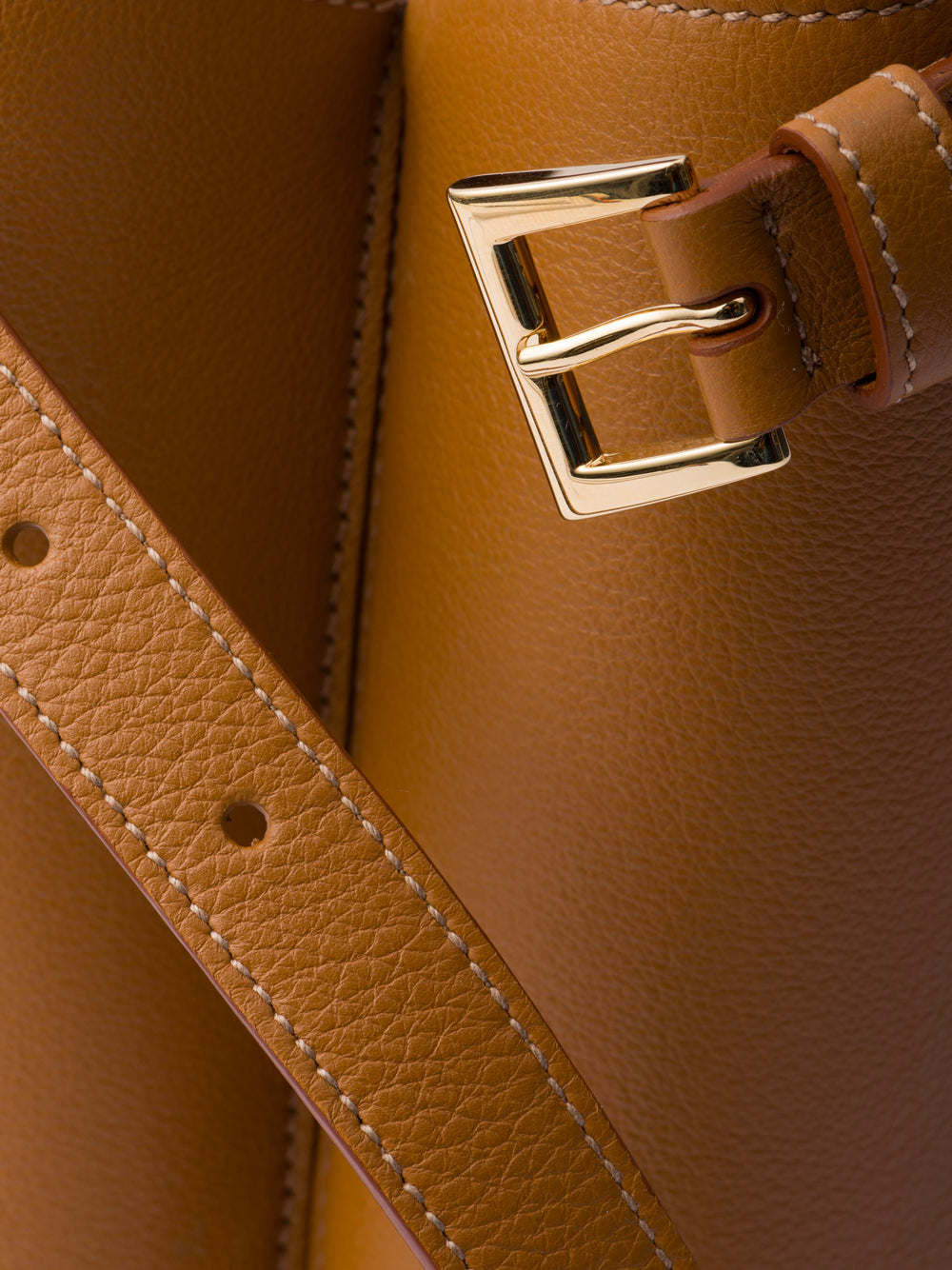 PRADA Buckle Medium Leather Handbag with Double Belt - W 35 X H 25 X D 14 CM