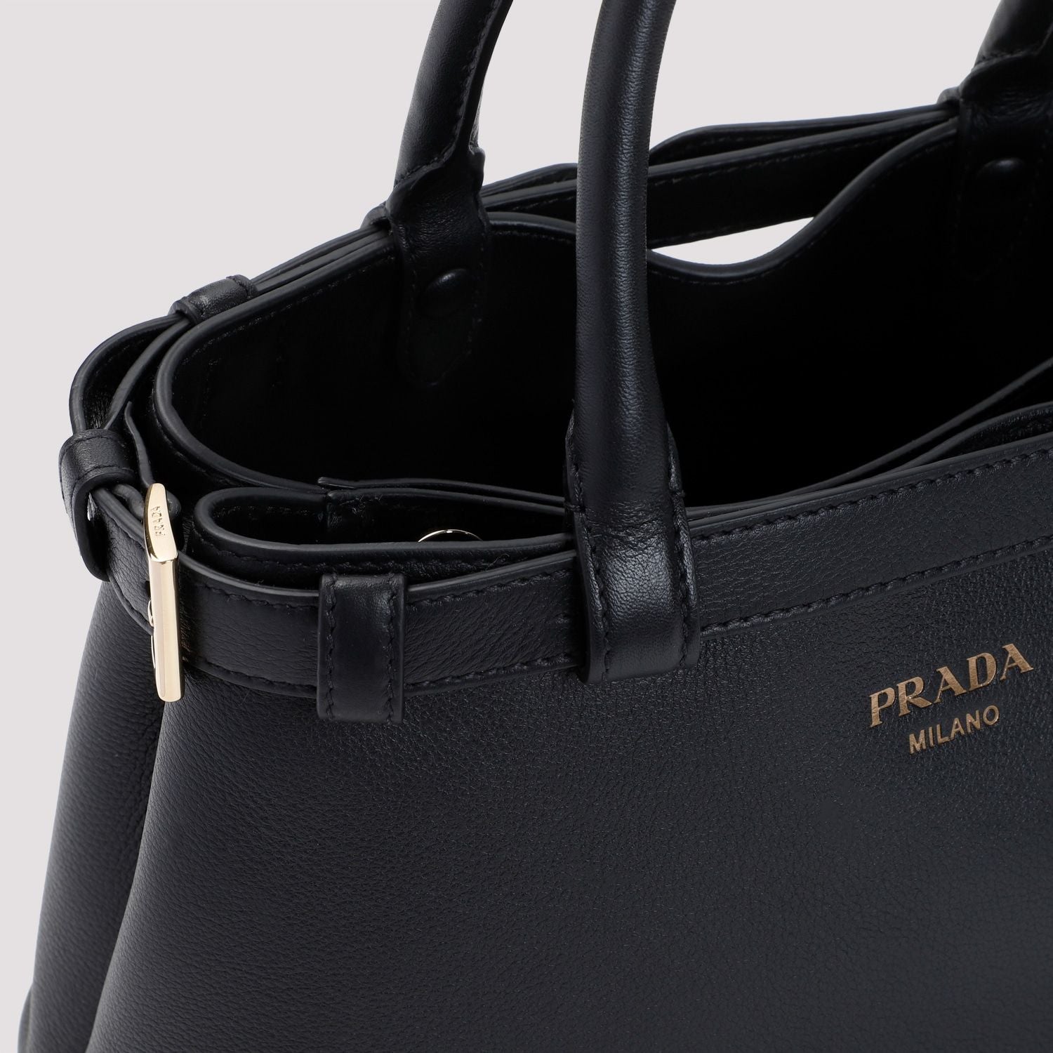PRADA Mini Leather Buckle Handbag