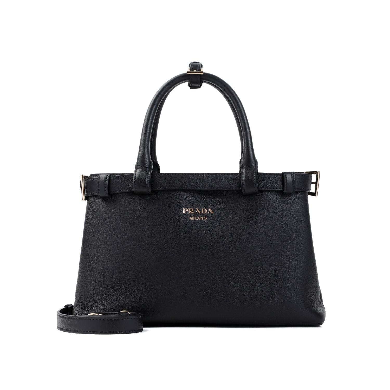 PRADA Mini Leather Buckle Handbag