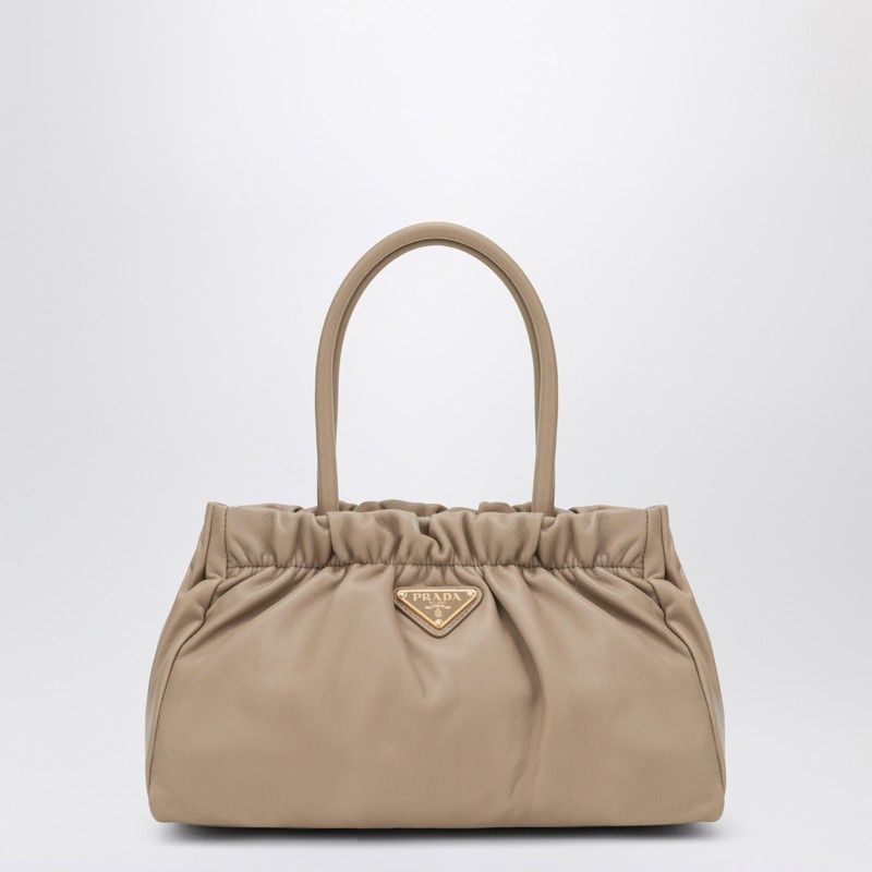 PRADA Leather Handbag with Top Handles and Adjustable Strap