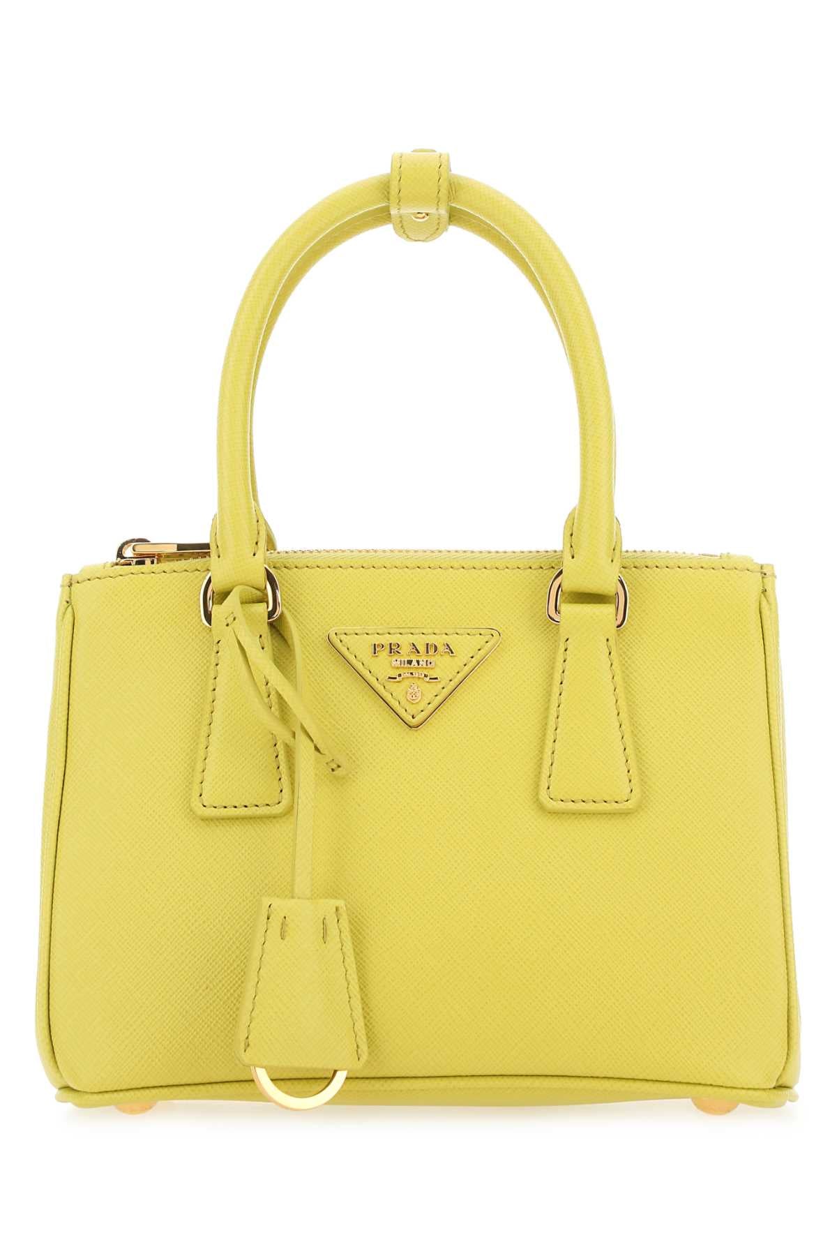 PRADA Leather Handbag with Golden Metal Finishing - SS24 Collection