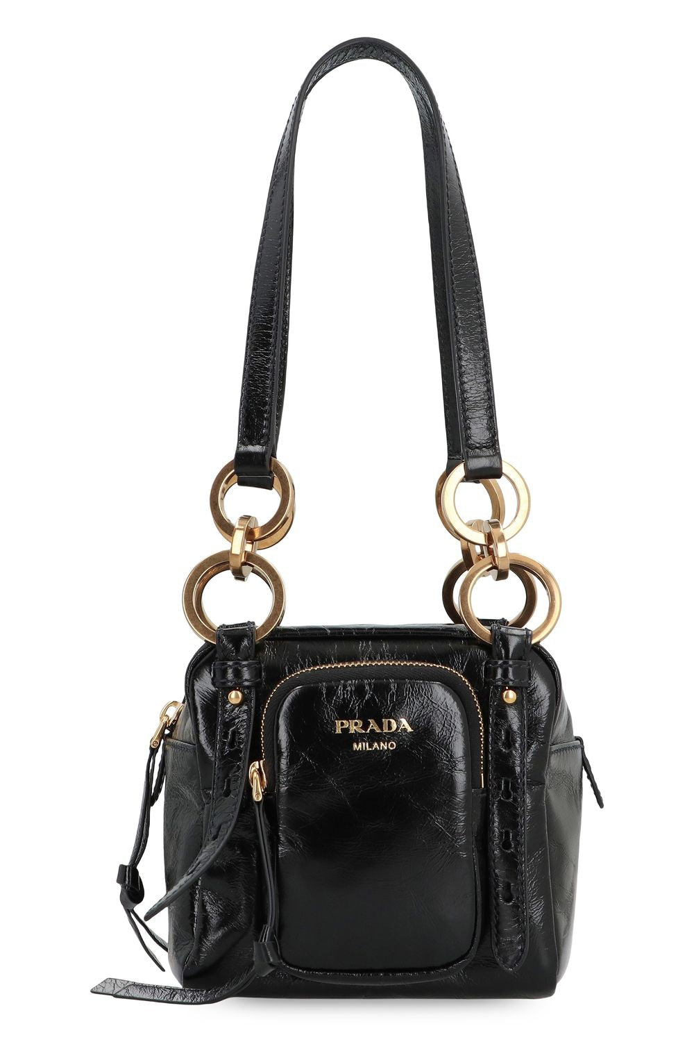 PRADA Mini Leather Dangle Boston Handbag