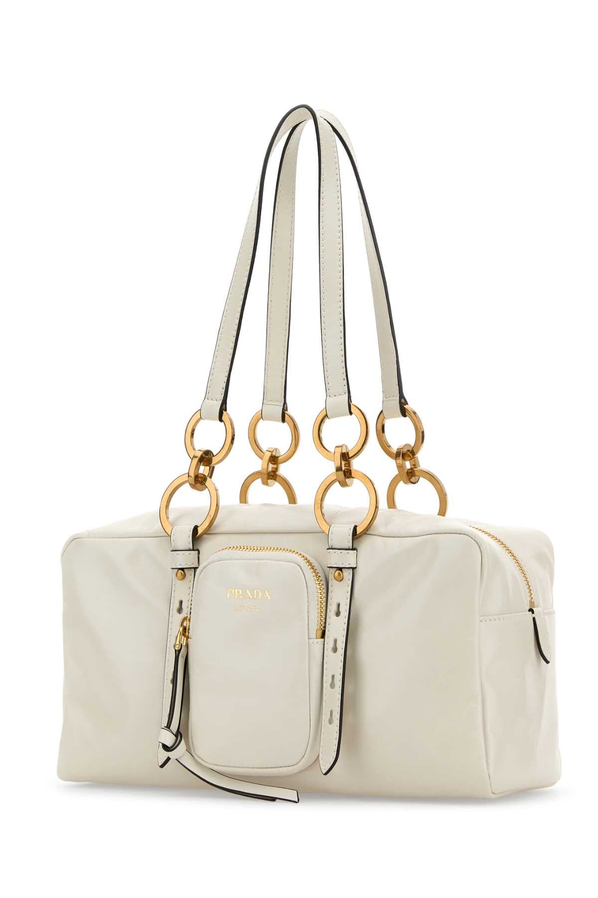 PRADA Ivory Mini Leather Crossbody Handbag