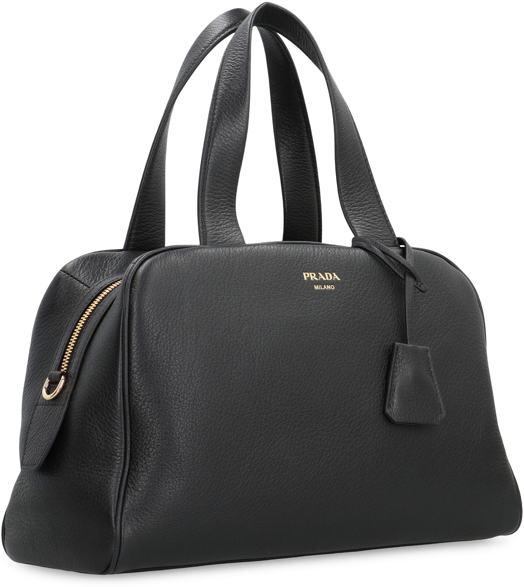PRADA Large Leather Boston Handbag