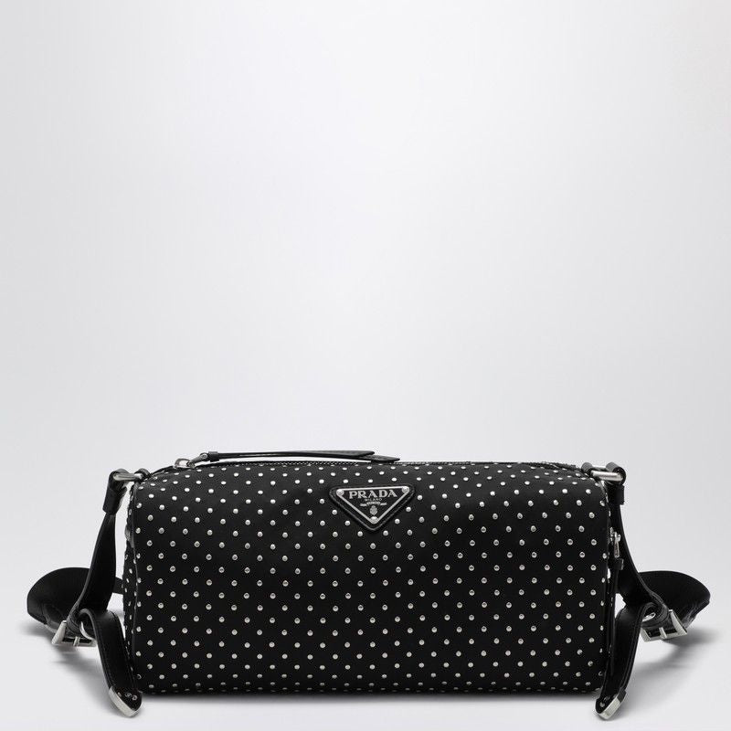 PRADA Re-Nylon Shoulder Handbag with Studs