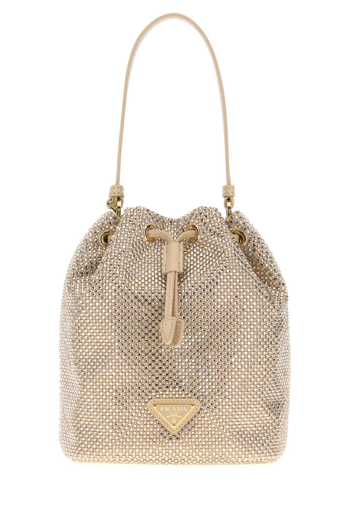PRADA Embellished Satin Bucket Handbag